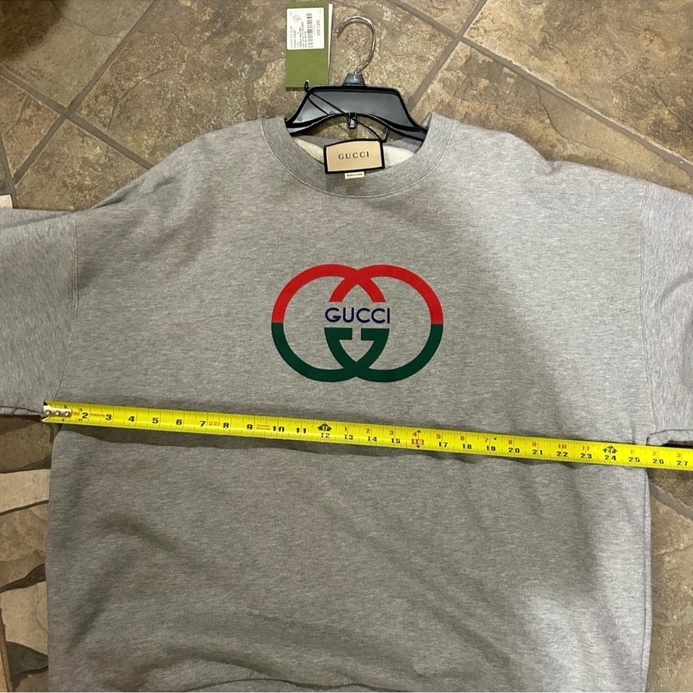 Men’s Gucci jersey cotton printed GREY MELANGE interlocking G sweatshirt size XL - Picture 7 of 10